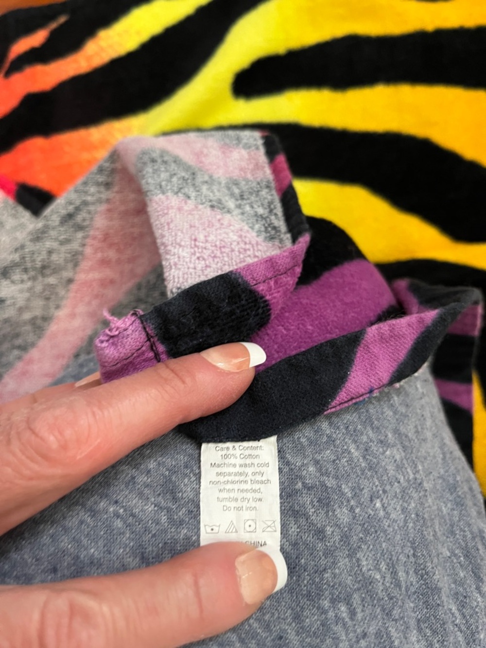 Gradient Zebra Print Beach Towel - Yellow Orange Pink Purple - Picture 2 of 9